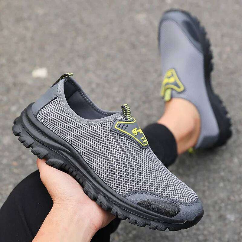 Outdoor Men's on Cool in Summer Mesh Anti Slip Walking Shoes Fashion Breathable Comfortable Black Sneakers for Men