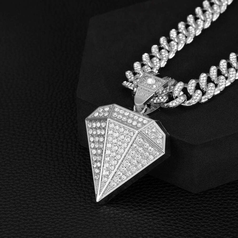 Double-layer three-dimensional cross-border new European and American hip-hop style large diamond pendant, zinc alloy, full diamond, high quality, fac
