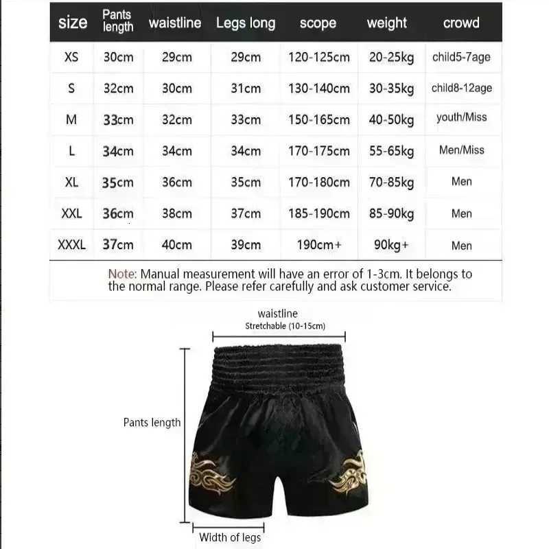 2026 New Muay Thai Shorts Black Boxing Shorts Men Women Satin Martial Arts Gym Clothing Cage Fight Grappling Short Boxing Shorts X260306