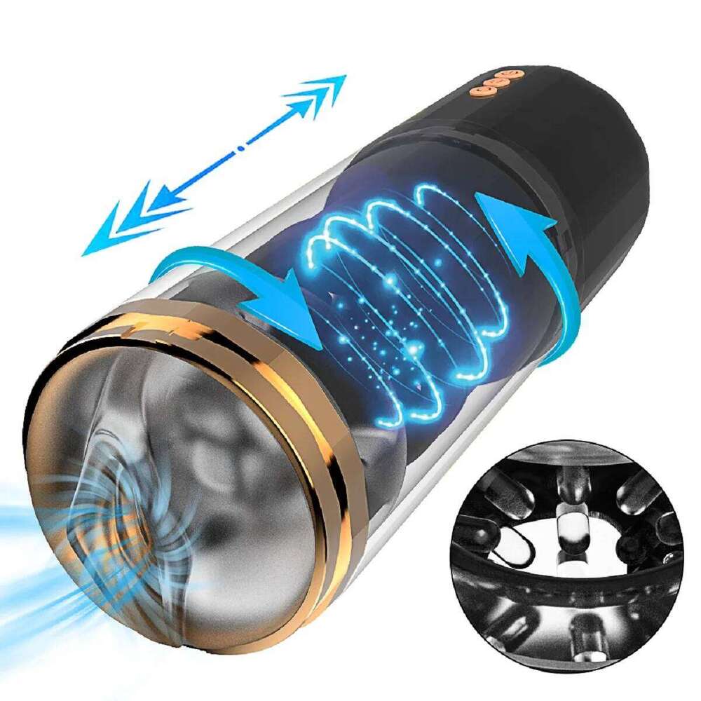 Electric Rotary Telescopic Aircraft Cup Men's Masturbation Glans Penis Desensitization Training Device Adult Sex Toys W260305