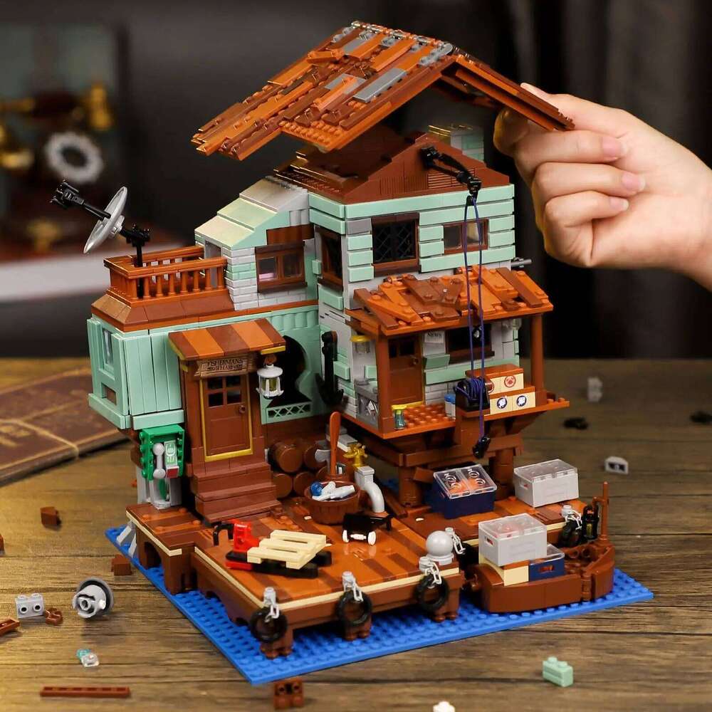 2100PCS Fisherman's Wharf Building Block Tree House Model Seaside Street View Boat Transportation Toys Children Holiday Gifts Z260305