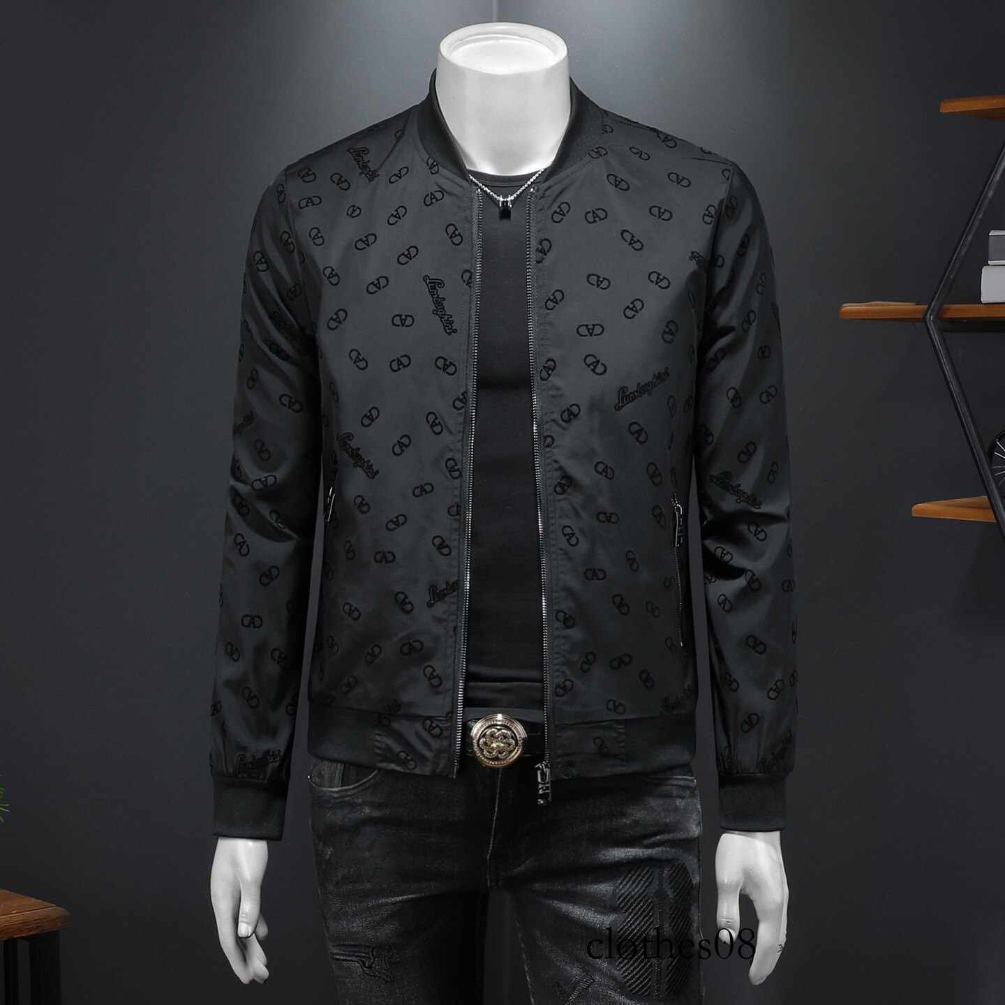 European Style 2026 Spring New Men's Flocked Baseball Collar Casual Jacket, Large Size Slim Fit Jacquard High-Quality Coat