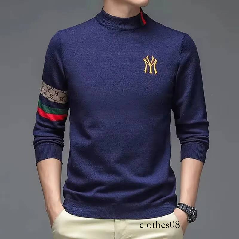 High end luxury designer brand embroidery sweater round neck knitted pullover autumn and winter fashion men's clothing