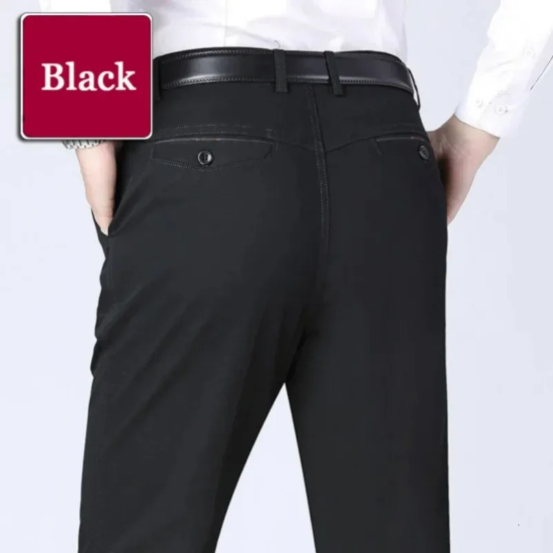 Mens Summer Thin Pants Classic Casual 100 Cotton Business Fashion Stretch Solid Comfortable Elastic Straigh Trousers KOACUS 260306