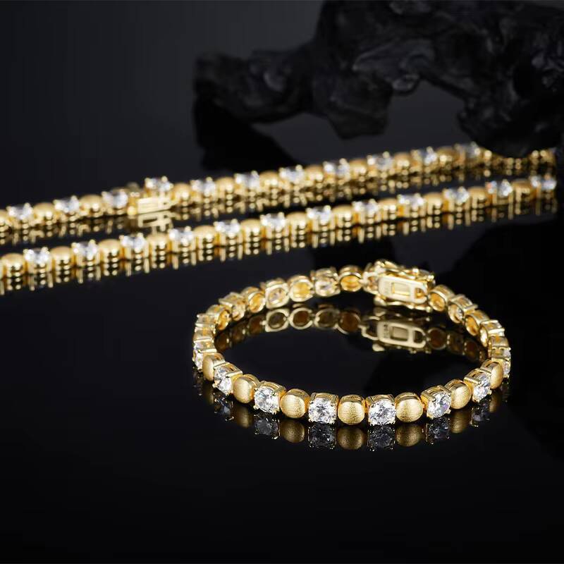 Hot-Selling 50mm S925 Silver Moissanite Tennis Bracelet Classic Antique Brushed Hip-Hop Style Mens Fashion Jewelry Wholesale