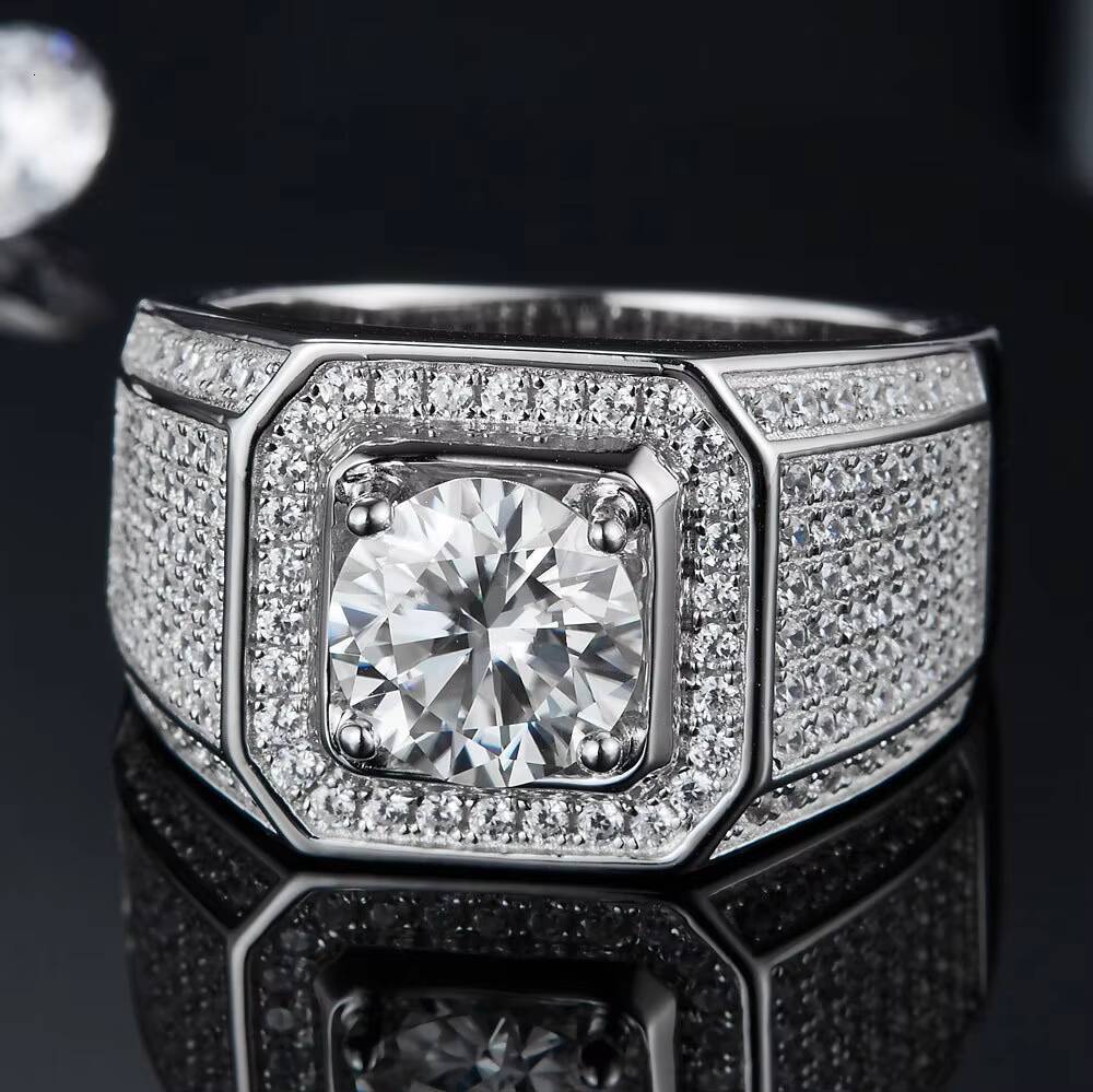 Silver Ring 925 Man 1CT 2CT 3CT Moissanite Men Ring Def Vvs Top Quality Original Silver 925 Stone Rings for Men