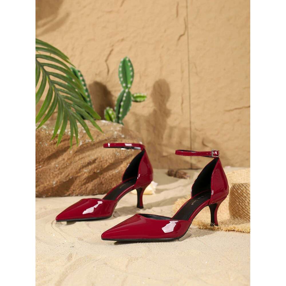 Women's Fashion Elegant Patent Leather Pointed-Toe Stilettos, Comfortable Simple and Versatile Thin High Heels