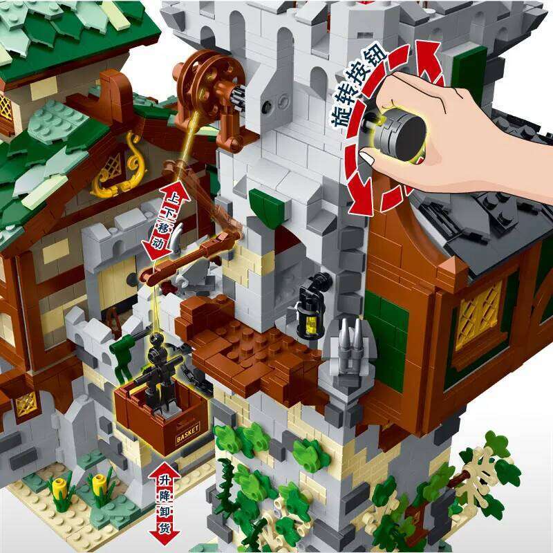 MOC-83831 Middle Ages Guard Tower Building Blocks Bricks Model Streetview Modular City Architecture Sets Kids Toys Boys Gifts Z260306