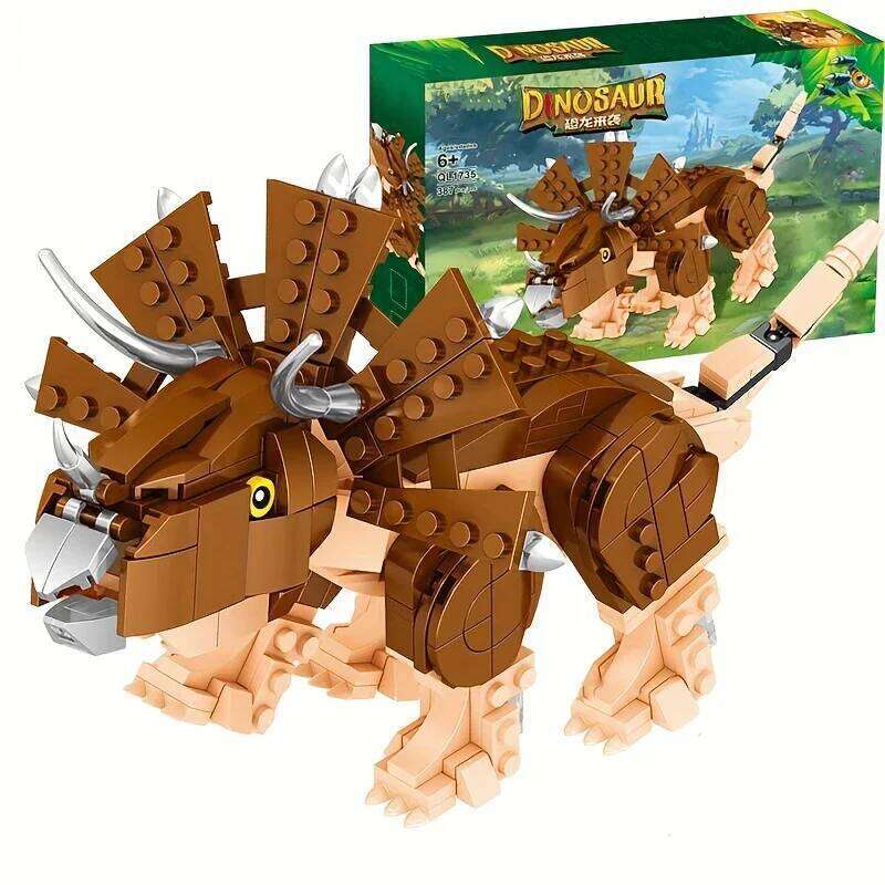 387PCS Dinosaur Building Block Diy Triceratops Model Assembly Bricks Desktop Decoration Educational Toys For Kids Holiday Gifts Z260305