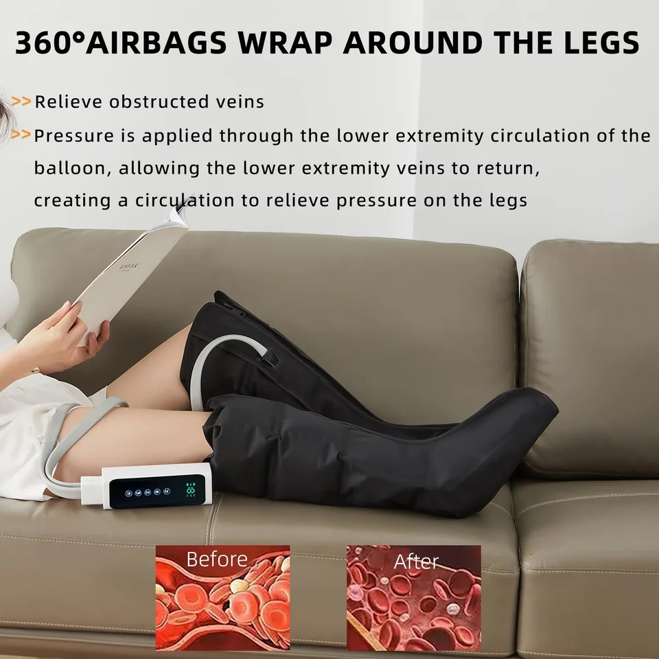 Air Compression Massage Leg Massager Pneumatic Boots 4 Airbags Leg Boots Lymphatic Drainage Rehabilitation System Press Pump 260304