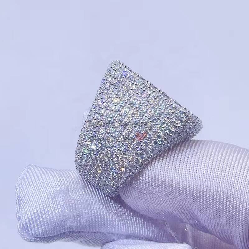 Hot Sell Drop Shipping White Gold Iced Out GRA Moissanite Diamond Ring for Men