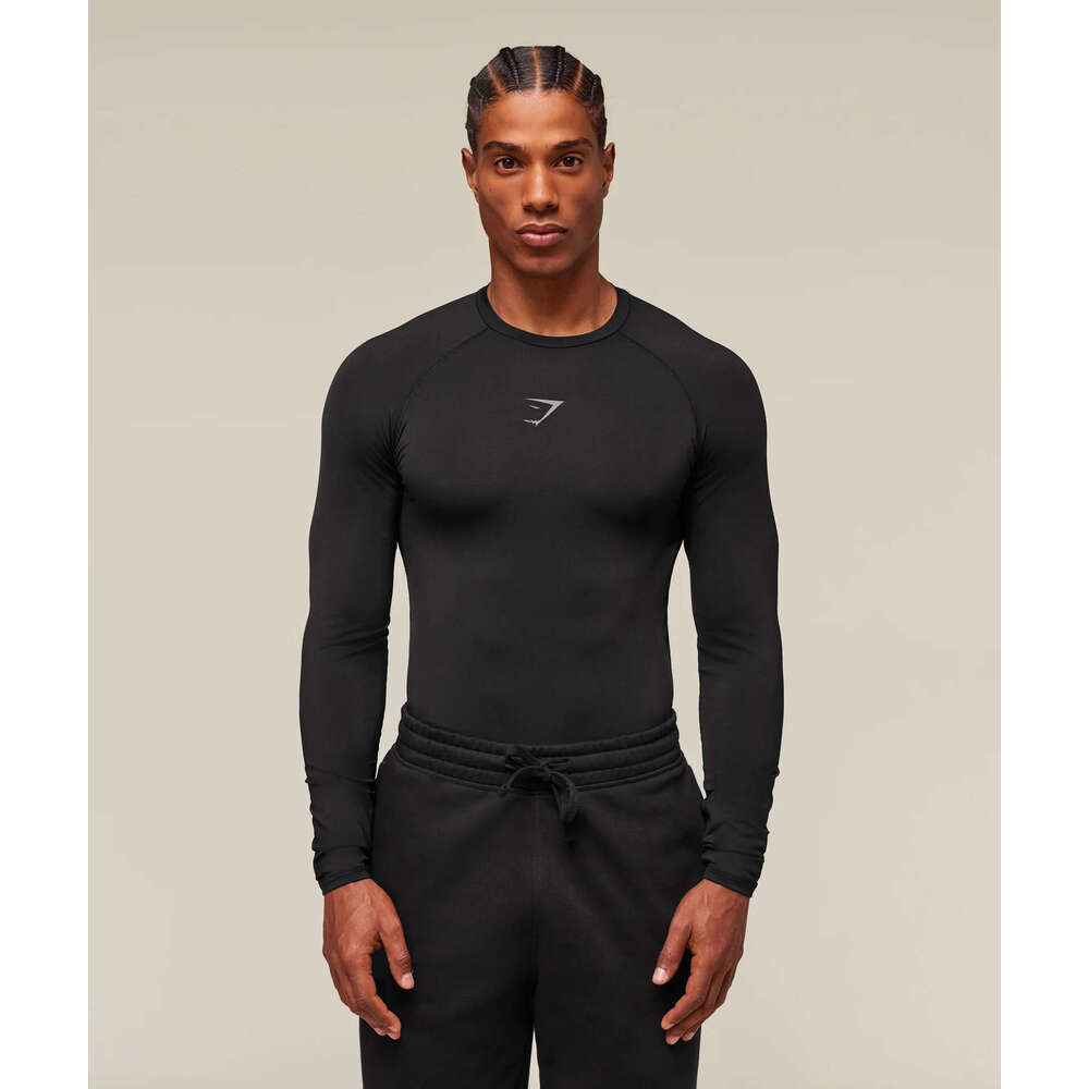 New cross-border GYM muscle fitness men's sports running training elastic breathable quick-dry long-sleeve T-shirt with print TK
