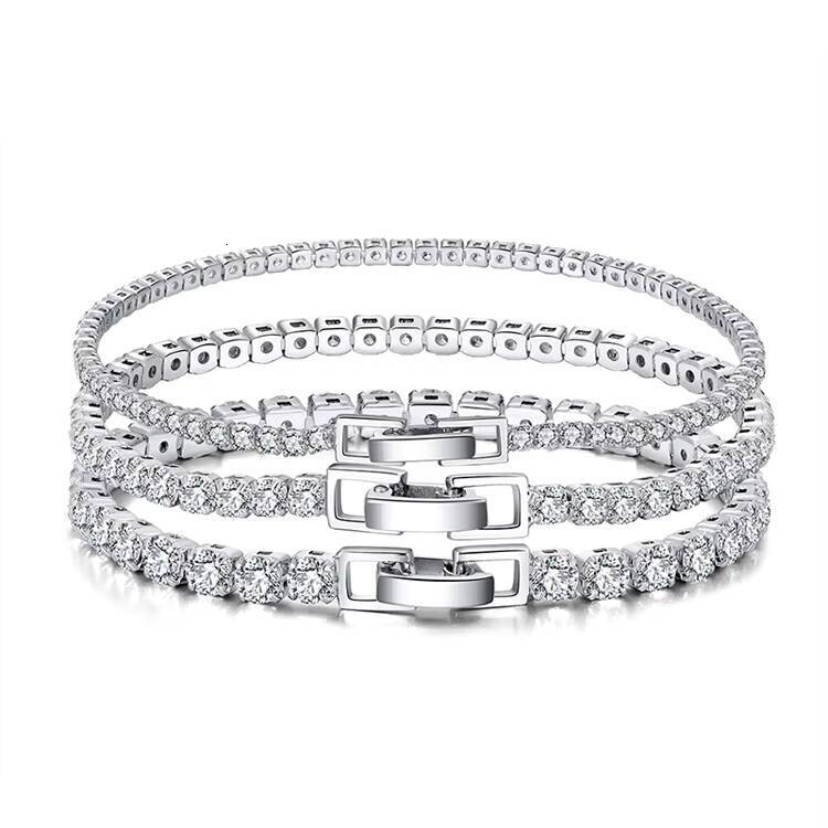 RINNTIN SB91 Accessories Women 925 Sterling Silver Couple Bracelets Hip Hop Jewelry Cubic Zirconia Diamond Tennis Bracelet Mens