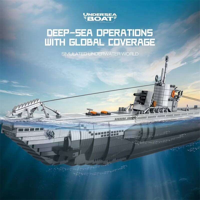 3624PCS U Shaped Submarine Building Blocks Undersea Ship Model Bricks With Base Bracket Desktop Deco Kids DIY Toys Holiday Gifts Z260305