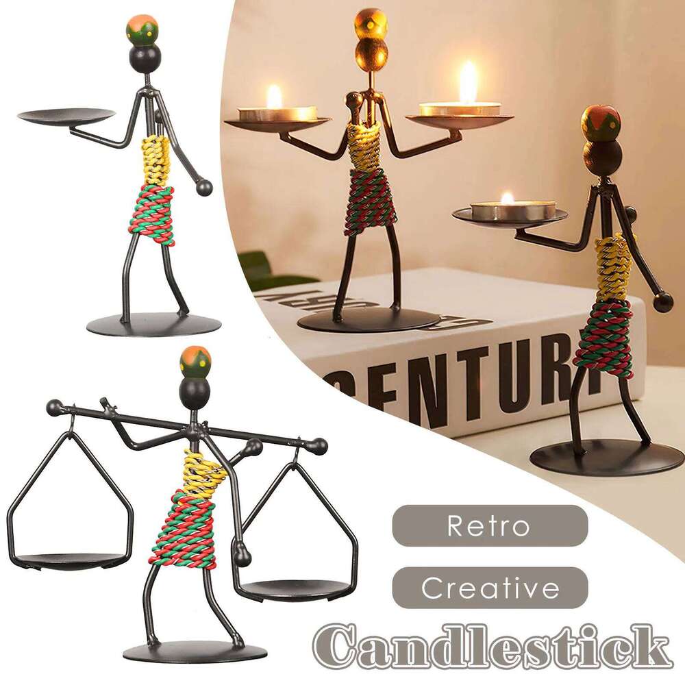 1pcs African Style Creative Restaurant Table Bar Decoration Metal Candle Holder Home Decor XJ260305