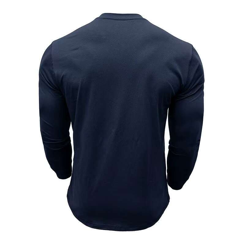 Amazon pure cotton base Henry shirt, European and American cross-border men's round neck long sleeve T-shirt