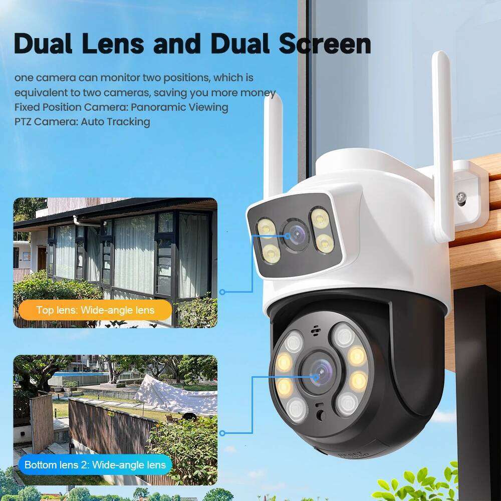 V380Pro IP wifi PTZ Lens Dual Screen Manual Detection Full Color Night Vision Outdoor Security Surveillance Camera 26W0306