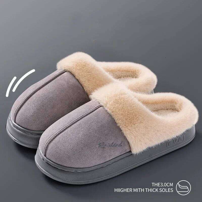 2025 Winter Cozy Fluffy Platform Slippers for Women Plush Cotton Non Slip Indoor Unisex Shoes Comfortable Warm At Home