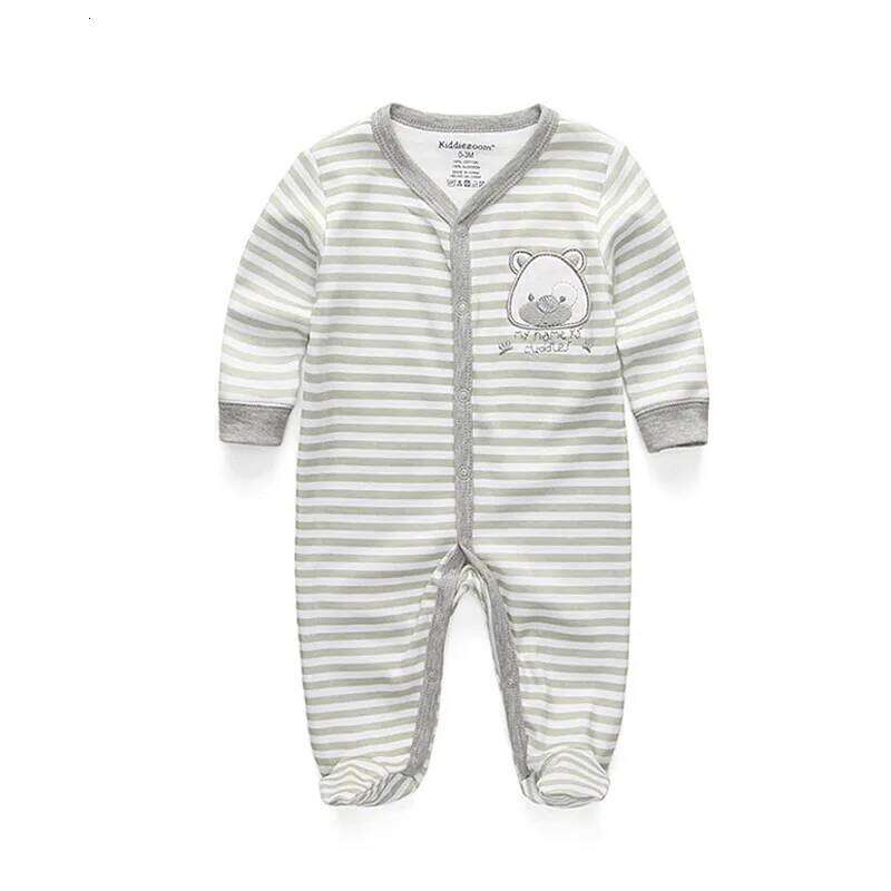 Kiddiezoom Fashion Classic Unisex long Sleeve Causal Baby Boy Girl Rompers Soft 100%Cotton Newborn Clothing Z260306