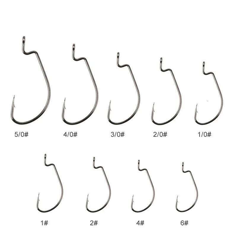 AS 50pcs/lot Texan Soft Worm High Carbon Steel Wide Super Lock Fishhooks Lure Softjerk Hooks Fishing Tackle Y260305