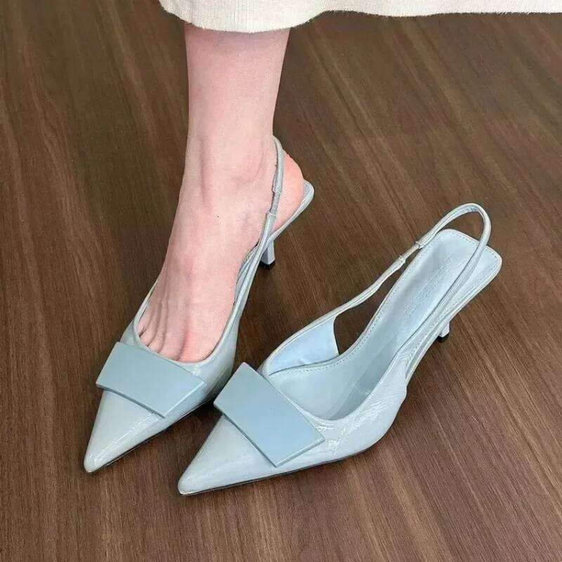 2025 Trend Designer Pointed Toe Heeled Sandals Women Elegant Shallow Mid Heels Fashion Pumps Spring Dress Party Lady