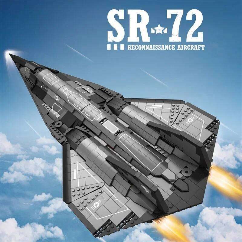 2071pcs SR-72 Large Blackbird Reconnaissance Aircraft Building Block Model Small Particle Space Shuttle Collection Toy Boys Gift Z260306