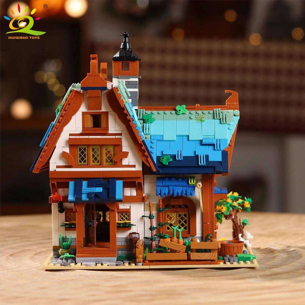 HUIQIBAO MOC Castle City Medieval Architecture Style House micro Building Blocks mini Brick Construction Toys for Children Gifts Z260305