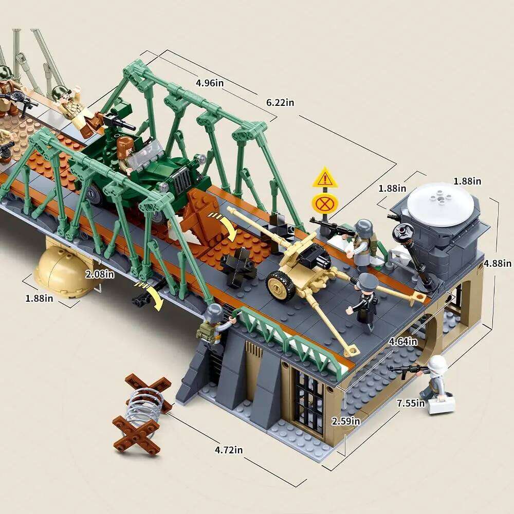 769PCS WW2 Battle Of Budapest Bridge Scene Building Blocks Classic War View Model Bricks Set With Figures Children DIY Toy Gift Z260305