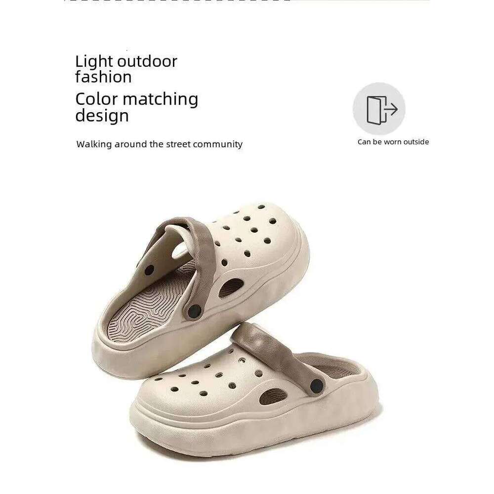 Men Summer Ultra-thick Bottom Outdoor Fashion Anti-slip Lazy Two-piece Beach Head Slippers Cartoon Pvc Material Sporty Style