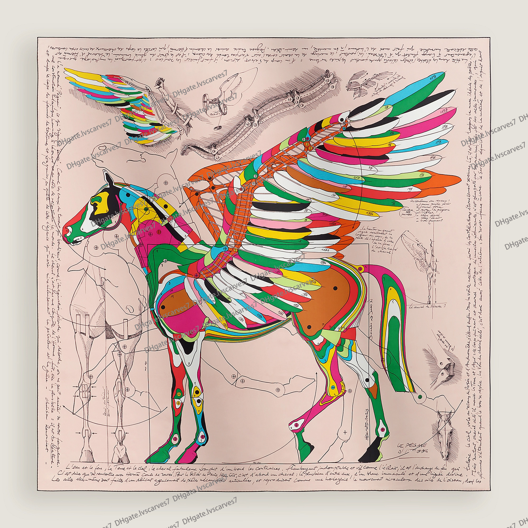 H672631S 01 Pegasus Scarf 140X140cm Designer Scarves Luxury Brand Silk Scarf Women Shawls and Wraps latest style on the official website 4 colors Big Horse Shawls