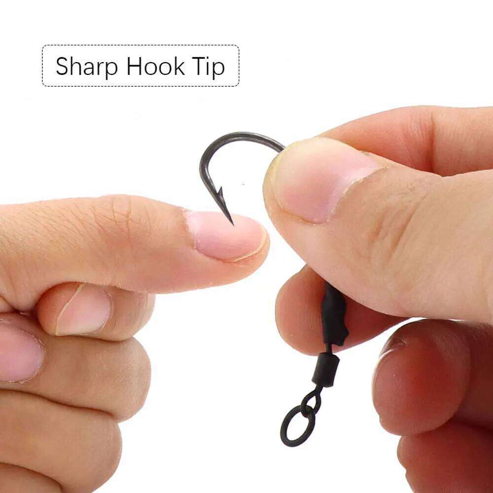 20pcs Carp Fishing Hooks With Micro Barbed High Carbon Steel PTFE Coating Curve Shank Hook For Feeder Fish Accessories Tackle S260305