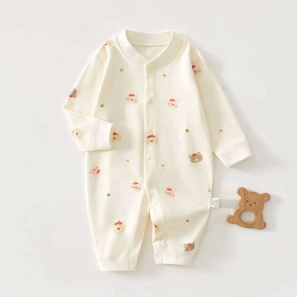AYNIGIRLL 0-18M Baby Boneless Newborn Single Breasted Romper Boys and Girls Cartoon Bodysuit Long Sleeve Climbing Suit Z260306