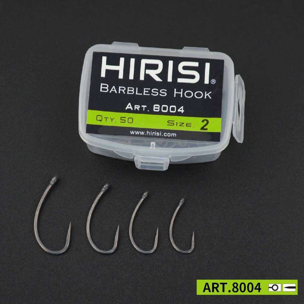 Hirisi 100pcs Carp Hook Coating Barbless Non-barb Fishhooks High Carbon Steel 8004 Fishing Accessories S260305