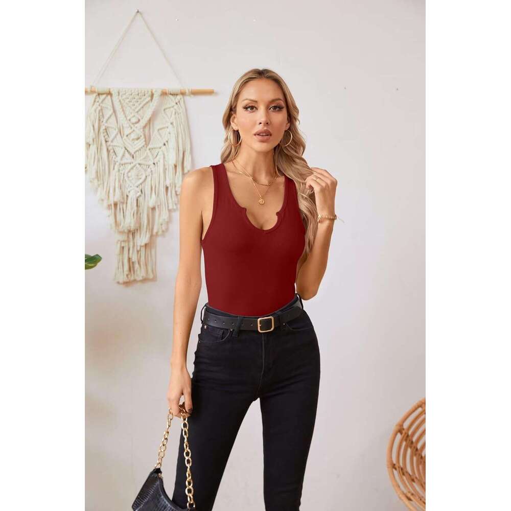 Tank for Women Summer Sleeveless Designer Shirts V Neck Ribbed Slim Fitted Tops Cami Blouses