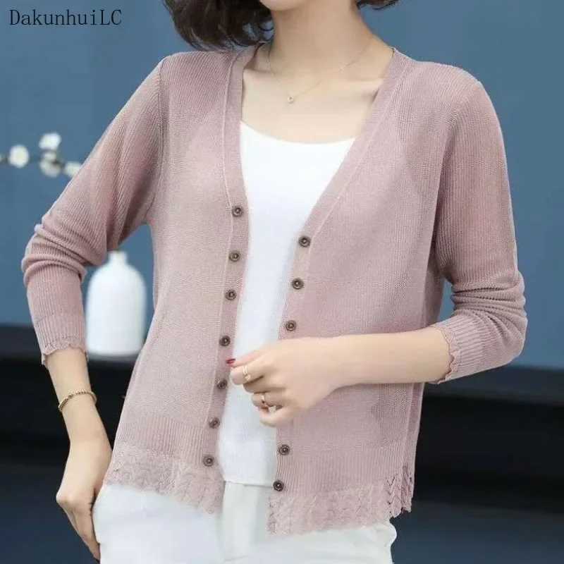 New 2023 Autumn Summer Cardigan Women Hollow Out Shawl Knitted Sweater Female Cardigans Women Thin Jacket Coat Ladies Tops M260306