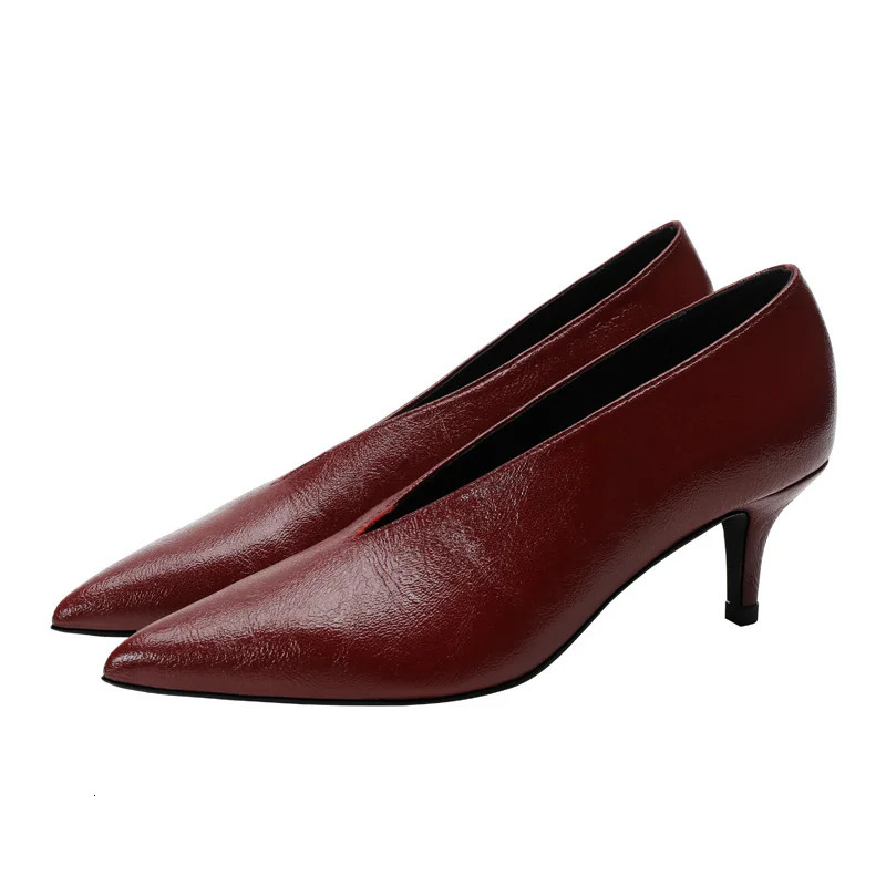 Sandals Sexy Dress Shoes Elegant Chunky High Heeeled Pumps Sexy Pointed Toe Evening Shoes Women Shoes V Cut Shoes 260306