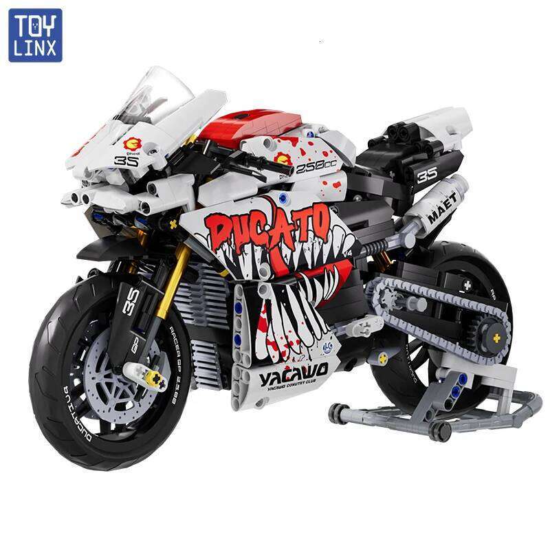 TOYLINX 833pcs Technical City Motorcycle MOC Sport Car Building Blocks 1:10 Scale Motorbike DIY Supercar Bricks Toys For Boys Z260305