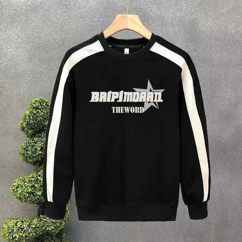 Autumn Men's Cotton Sweatshirt Korean Mens Cool White O-neck Long Sleeve Top Quality Harajuku High Street Men Clothing New