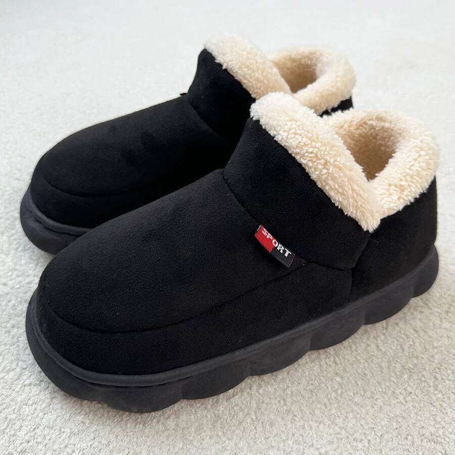 Litfun Warm Fluffy Cotton Outdoor Antiskid Fur Plush Fashion Men Shoes Winter New Indoor Soft Sole Fuzzy House Slipper