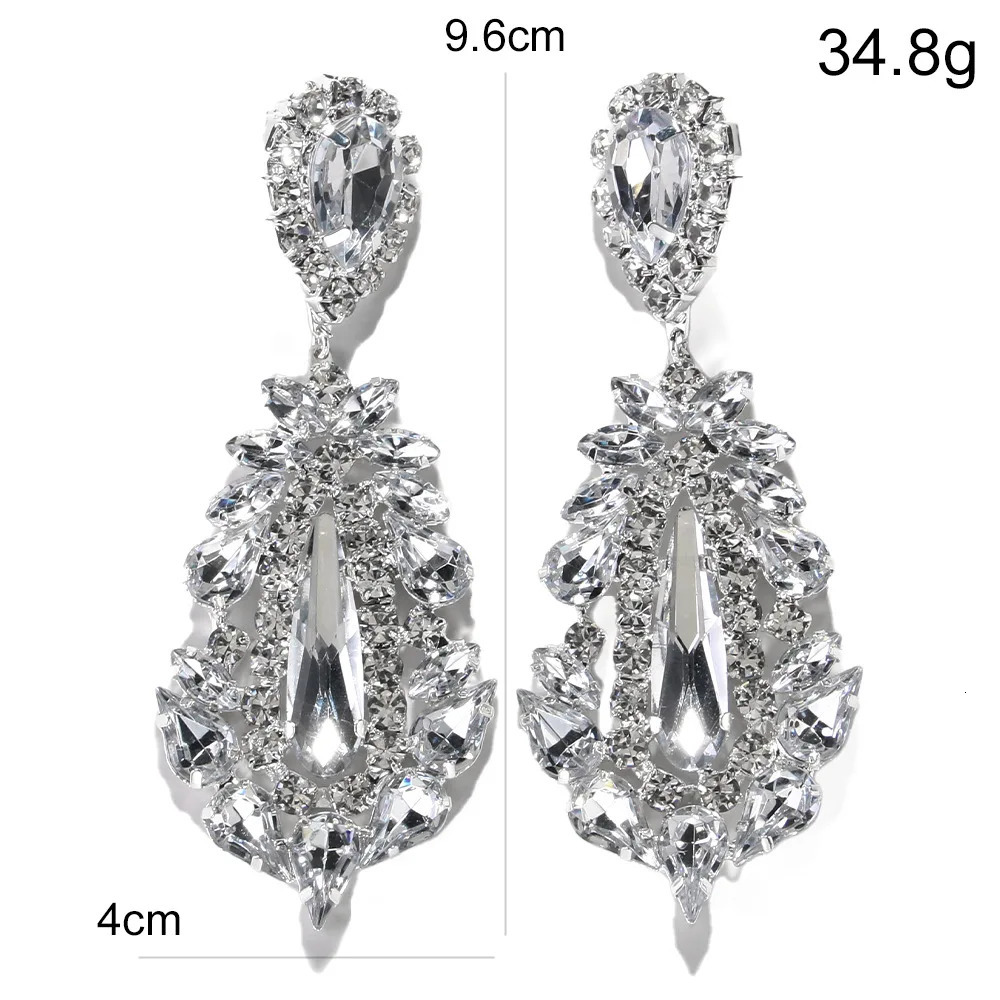 Stonefans Exaggerated Earrings Piercing Hanging for Women Accessories Prom Sparkly Dangle Oversize Wedding Earrings Jewelry 260302