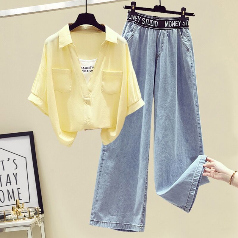 Weird 2 Piece Sets Woman Summer Spaghetti StrapsLong-Sleeve Shirt Streetwear Fashion Trend Chic Top Outfits 240808