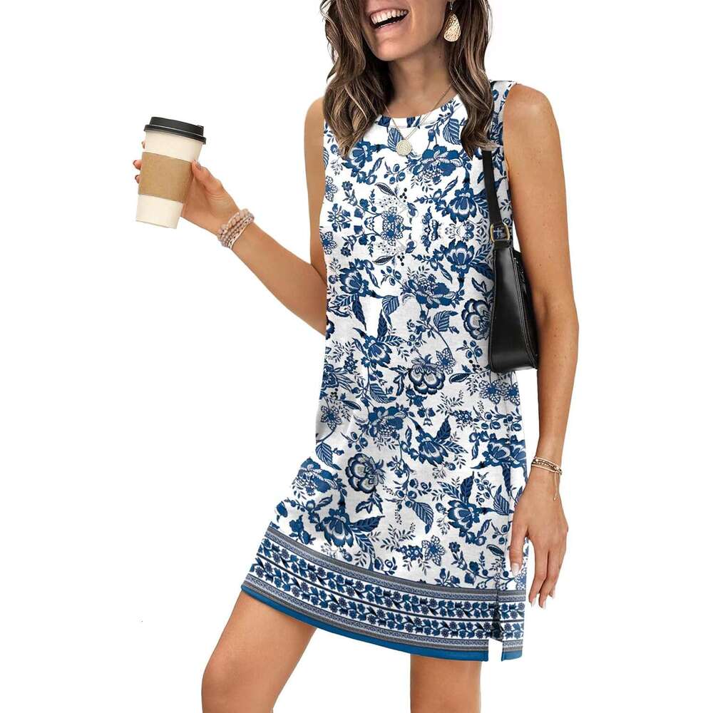 Casual Dresses for Women Crewneck Designer Sleeveless Tank Dress Summer Spring Boho Vacation Clothes