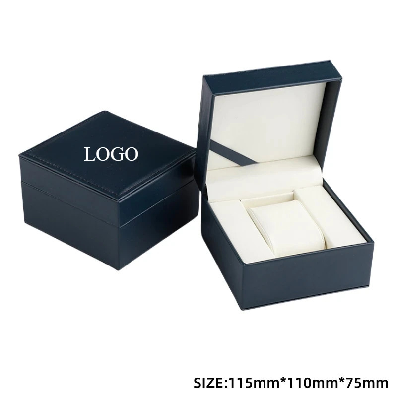 Black Matte PU Leather Square Clamshell Watch Storage Box Provide Free Print Service Personalized Customization Gift 260304