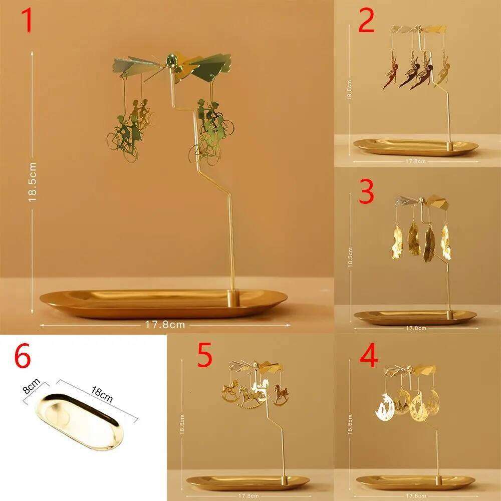 Gold Romantic Rotating Spinning Candle Holder Wedding Party Home Decoration Metal Tealight Candlestick XJ260305