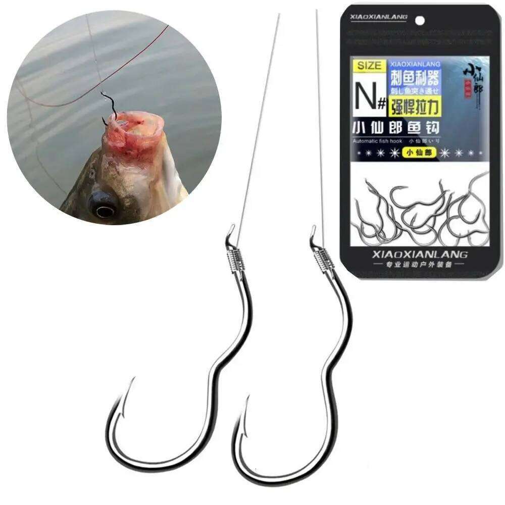 12Pcs/Pack High Carbon Steel Hook Sharp Barbed Automatic Flip Fishhook for Carp Fishing Accessories Y260305