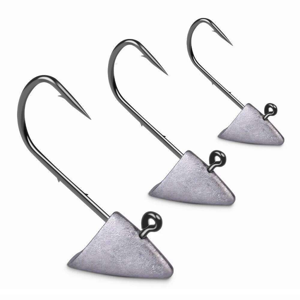 10pcs Triangle Head Hooks 2.7/3.5/4.2/5g Ship Type Dart Jighead Fishhook Soft Worm Jig Artificial Lure Fishing Tackle Hook S260305