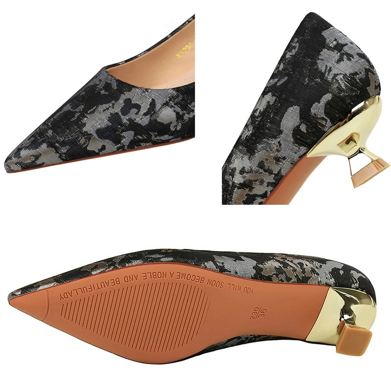 BIGTREE shoes 3 CM Floral cloth surface Kitten heels Women Shoes Sweet Fashion Low Heel Ladies Shoes pointed Toe Women Pumps 260306