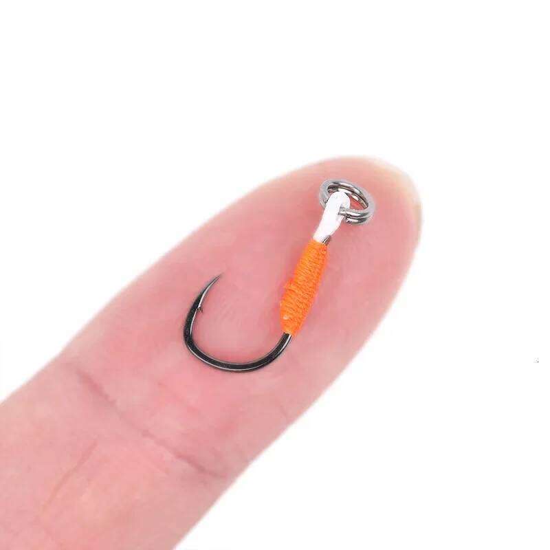 New 10pcs Lure Hardbait DIY Fishing Cast Jigs Assist Hook Barbed Single Jig Hooks Pesca High Carbon Steel S260305