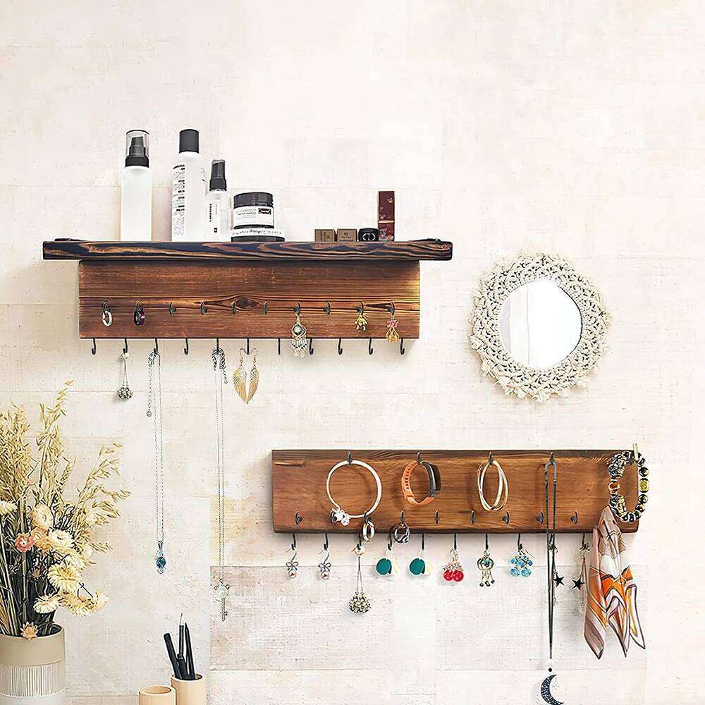 NINDEJIN Screw 1" 2" Black Heavy Duty Wood Wall Ceiling Plant 1/2" 3/4" Jewelry Hooks for Hanging String Lights S260305