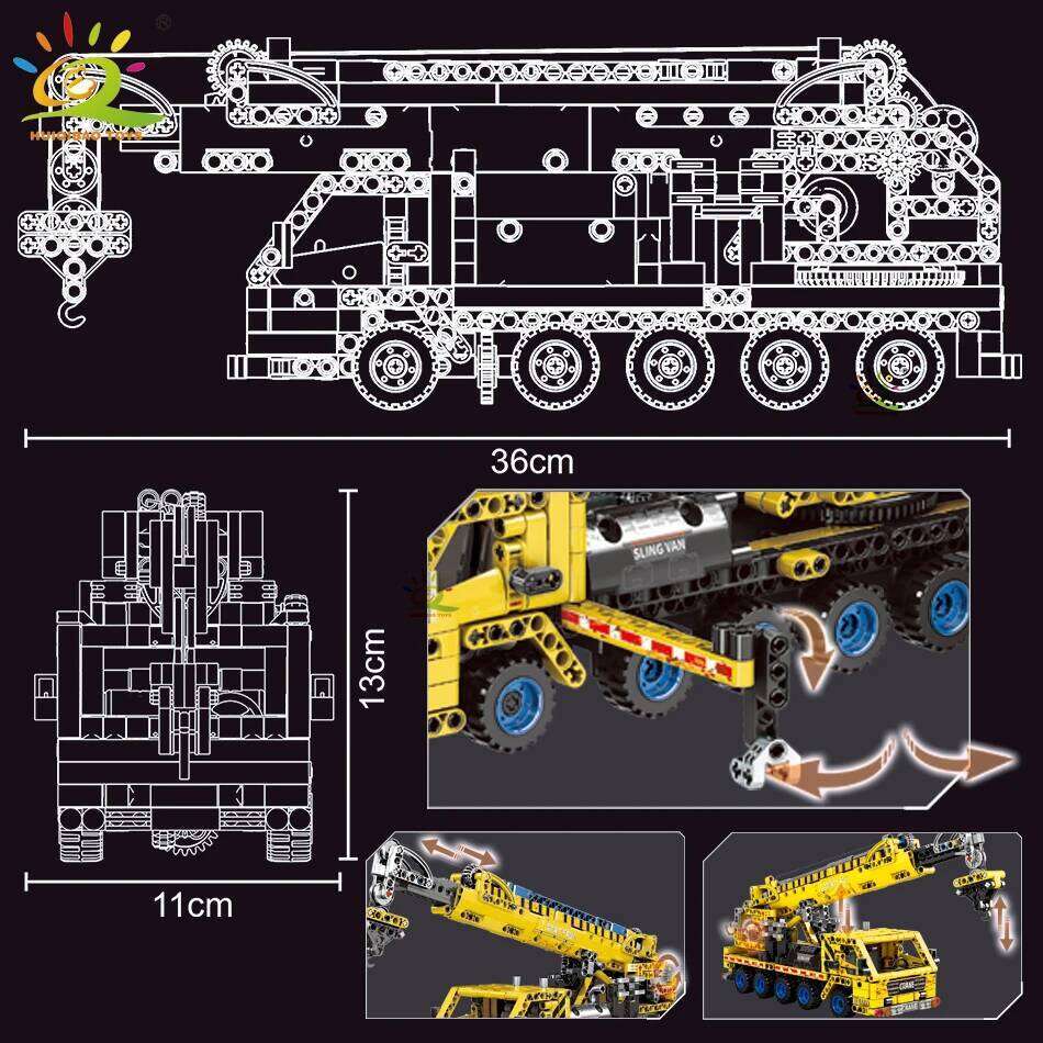 HUIQIBAO Moc Engineering Truck model Building Block Excavator Crane Car City Construction Tech Brick Set For Children Kids Gift Z260305